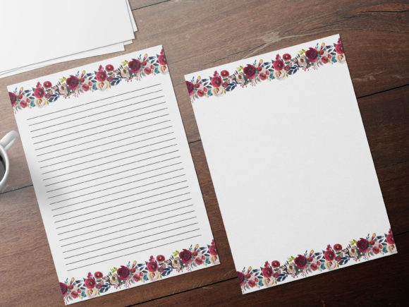 Embrace Elegance with Burgundy Border Floral Stationary: A Perfect Blend of Style and Functionality