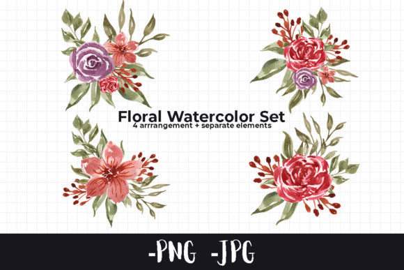 Explore the Beauty of Floral Watercolor Arrangement Set