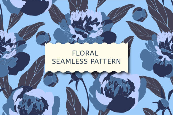 Exploring the Elegance of Blue Peonies in Floral Seamless Patterns