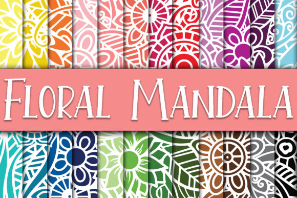 Floral Mandala Digital Papers for Creative Projects