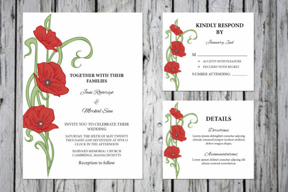 Floral Wedding Invitation Set: Editable Word & InDesign Files
