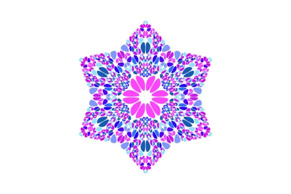Isolated Floral Mosaic Star Polygon: A Versatile Geometric Design Asset