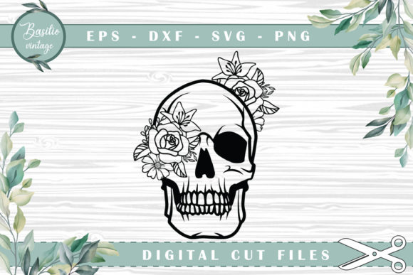Skull Floral Halloween Cutting Files: Merging Macabre and Botanical Aesthetics for Modern Crafting