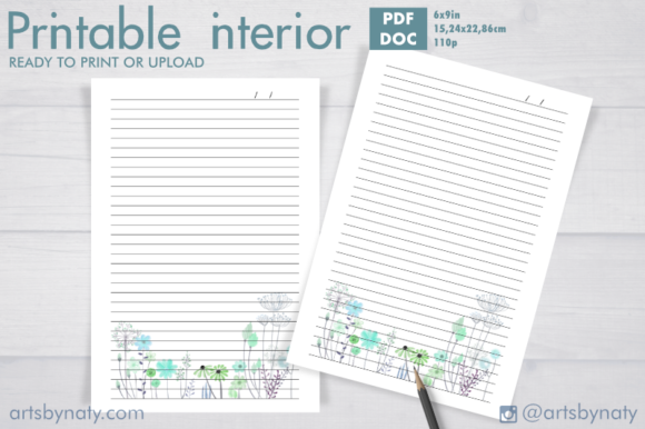 Watercolor Floral Journal KDP Interior for Creators