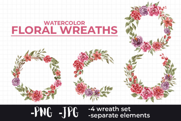 Watercolor Floral Wreaths Set: A Versatile Design Asset